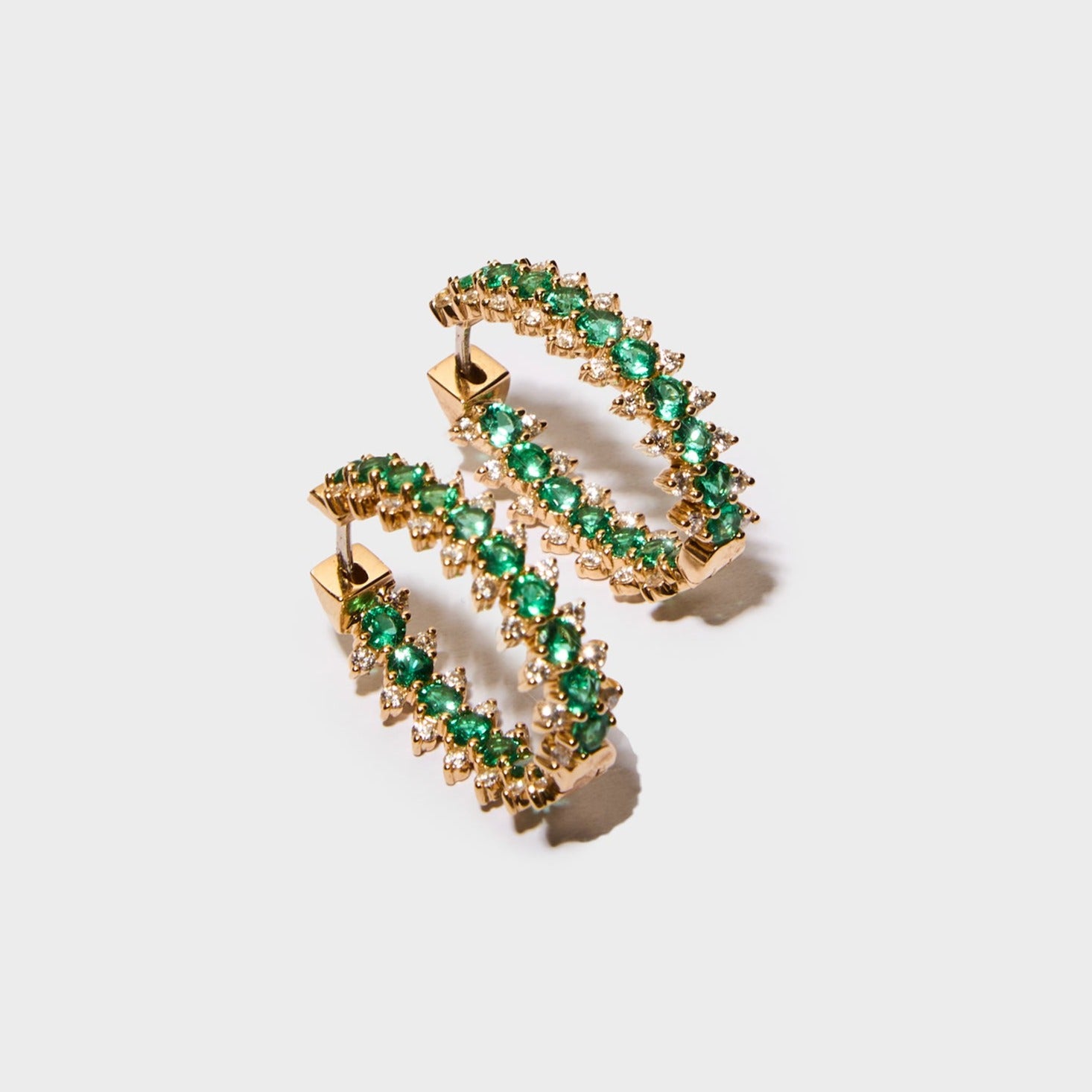 Small Shifted Emerald Shaker Hoops