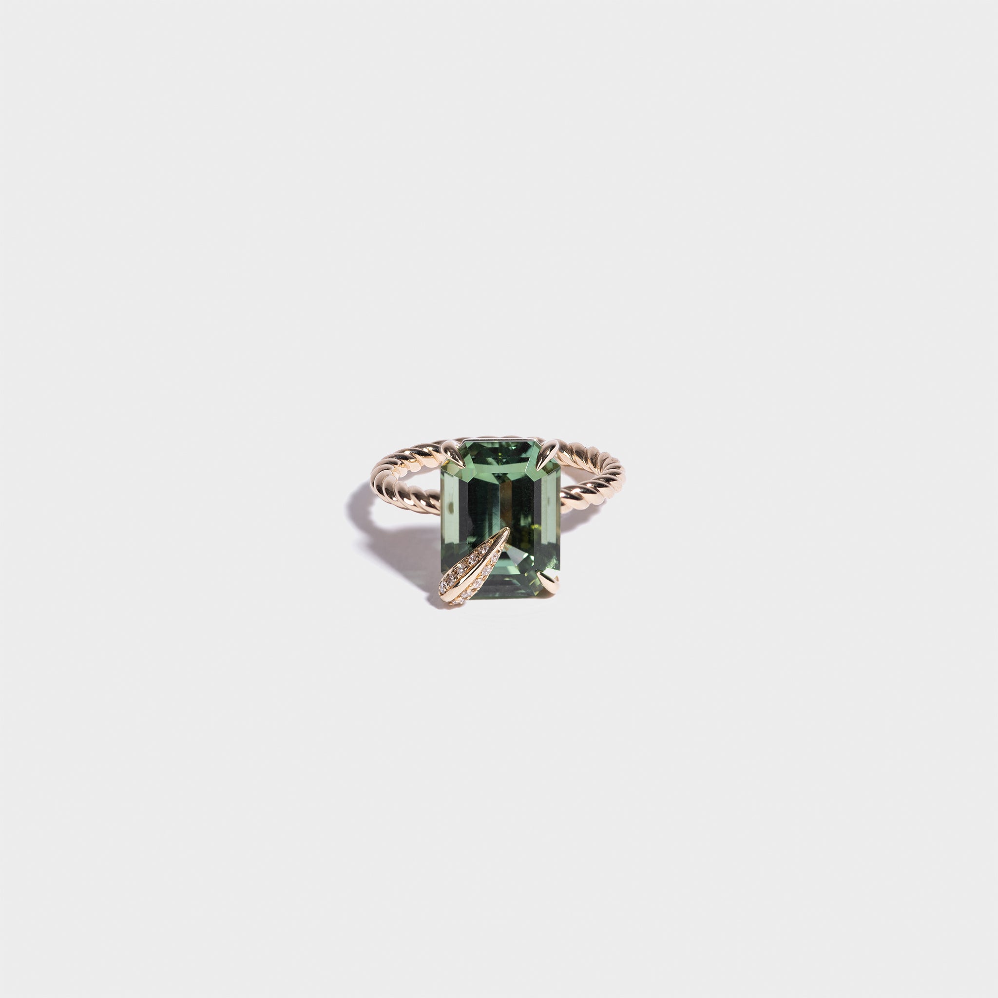 One-of-a-kind Green Tourmaline Gypsy Ring